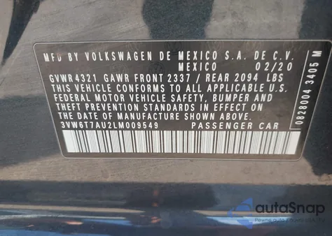 2020 Volkswagen Golf Gti 2.0T Autobahn/2.0T S/2.0T Se from USA, damaged, VIN 3VW6T7AU2LM009549